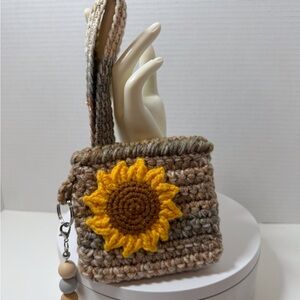 Crochet Wristlet with Sunflower Design